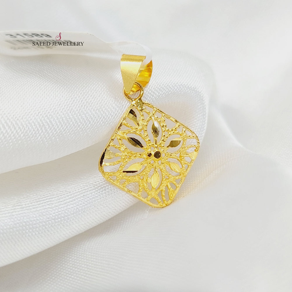 21K Gold Light Rhombus Pendant by Saeed Jewelry - Image 2