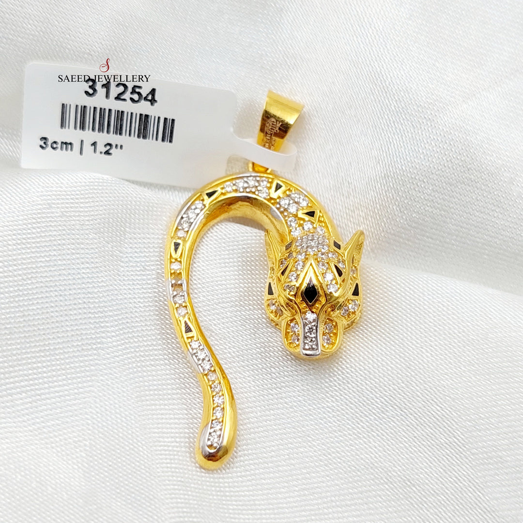 21K Gold Zircon Studded Tiger Pendant by Saeed Jewelry - Image 4