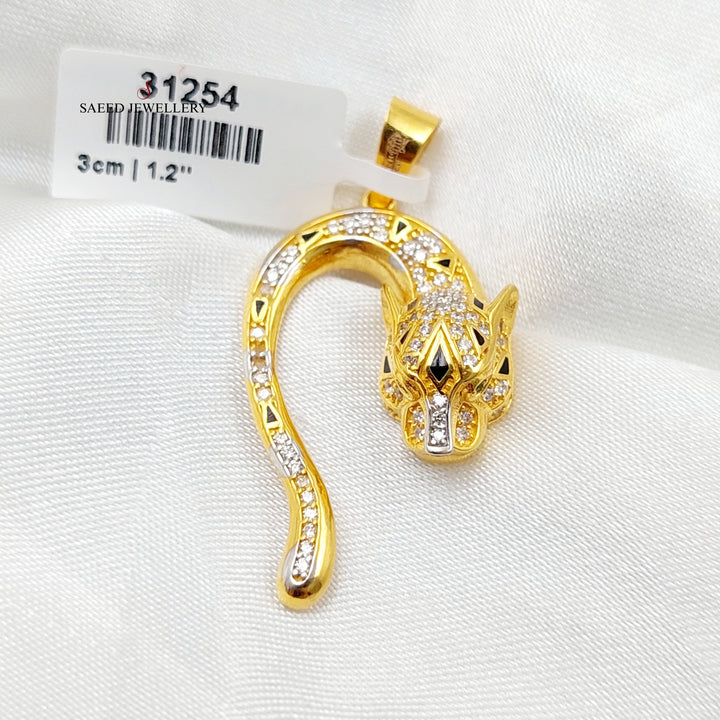 21K Gold Zircon Studded Tiger Pendant by Saeed Jewelry - Image 5