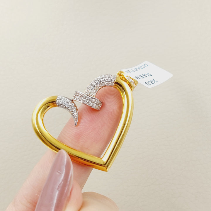 21K Gold Zircon Studded Heart Pendant by Saeed Jewelry - Image 2