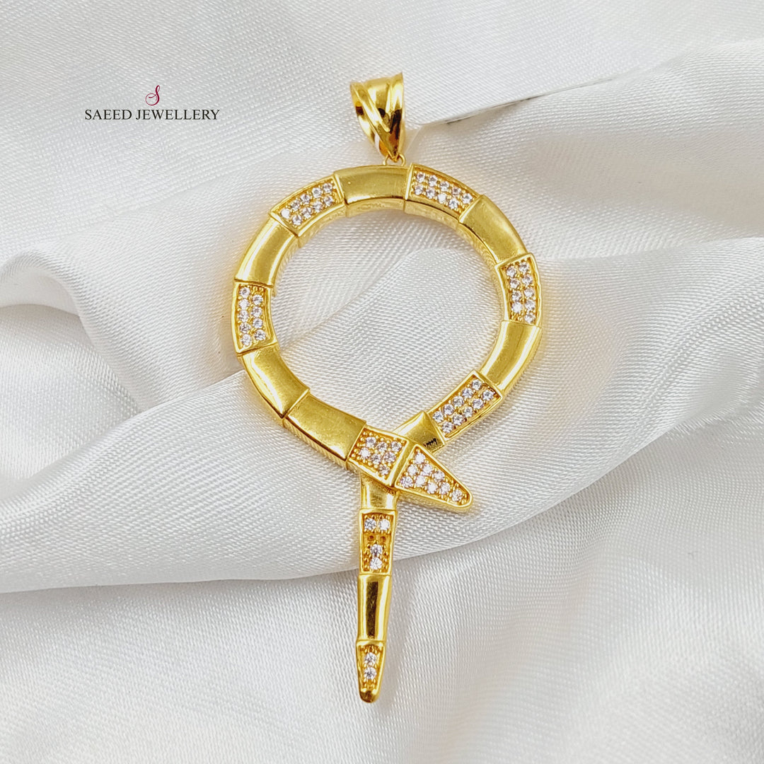 21K Gold Zircon Studded Snake Pendant by Saeed Jewelry - Image 1