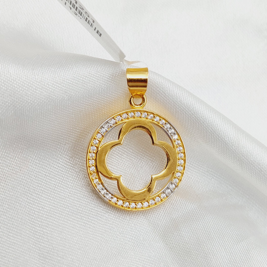 21K Gold Zircon Studded Rose Pendant by Saeed Jewelry - Image 3