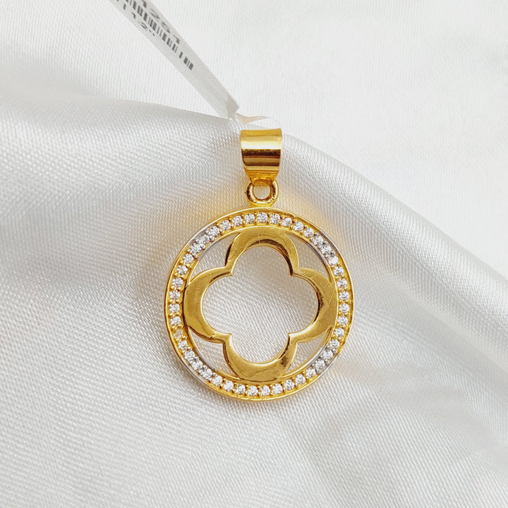 21K Gold Zircon Studded Rose Pendant by Saeed Jewelry - Image 3