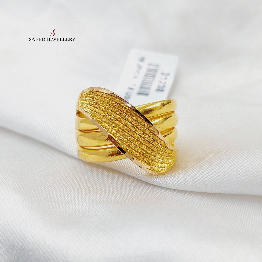 21K Gold Engraved X Style Ring by Saeed Jewelry - Image 1