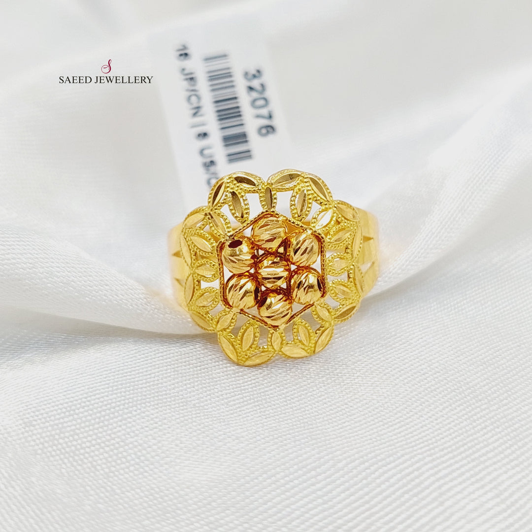 21K Gold Balls Leaf Ring by Saeed Jewelry - Image 3