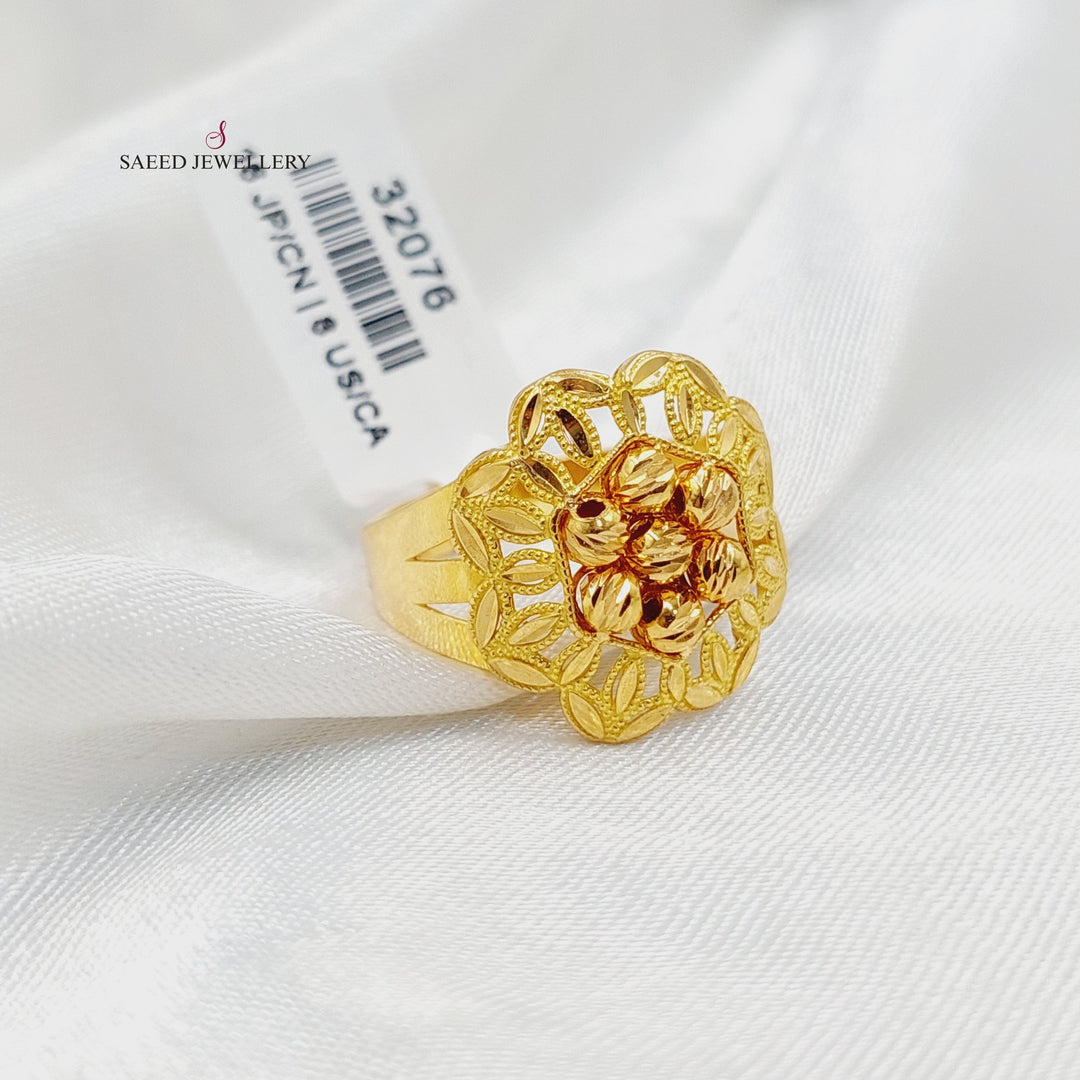 21K Gold Balls Leaf Ring by Saeed Jewelry - Image 2