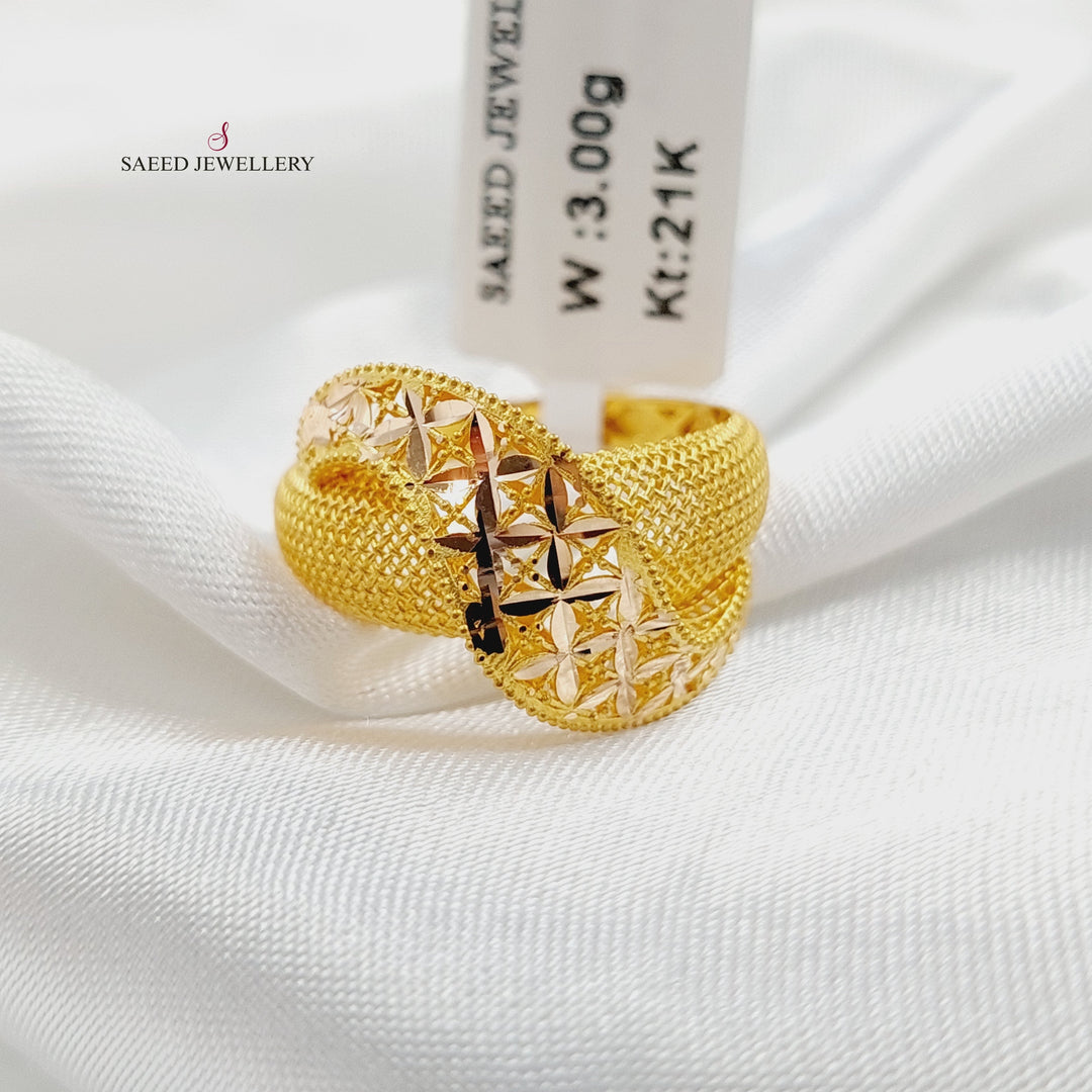 21K Gold Deluxe Engraved Ring by Saeed Jewelry - Image 5