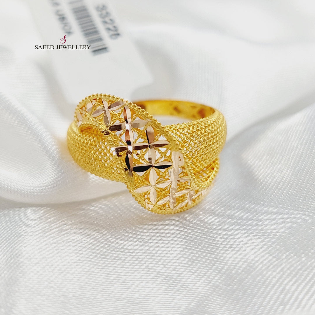 21K Gold Deluxe Engraved Ring by Saeed Jewelry - Image 1