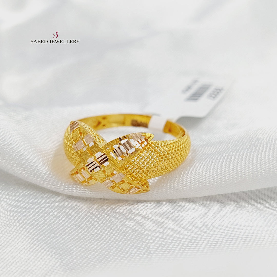 21K Gold Deluxe Engraved Ring by Saeed Jewelry - Image 1