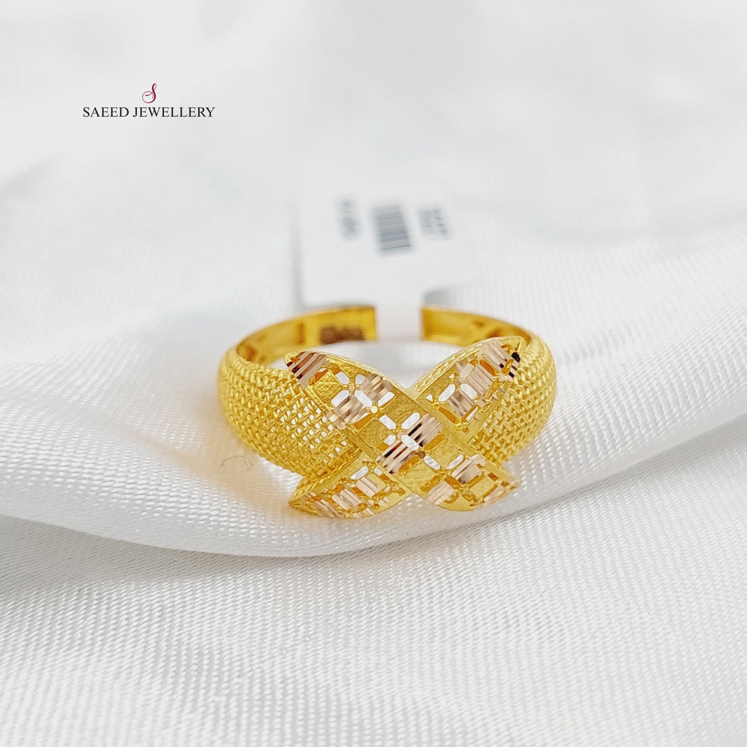 21K Gold Deluxe Engraved Ring by Saeed Jewelry - Image 3