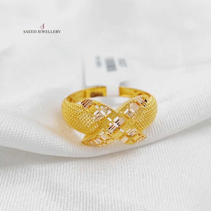 21K Gold Deluxe Engraved Ring by Saeed Jewelry - Image 2