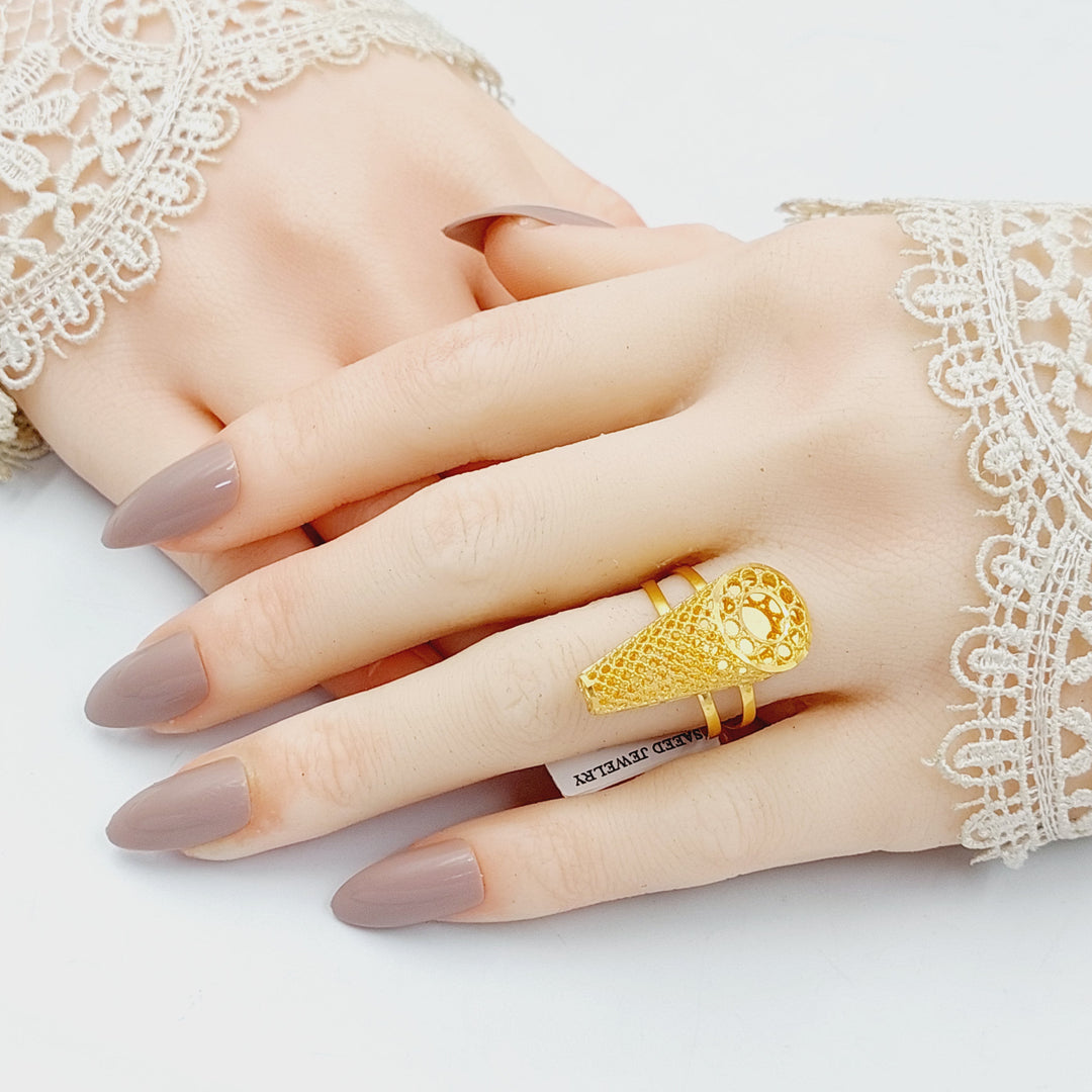 21K Gold Deluxe Kuwaiti Ring by Saeed Jewelry - Image 5