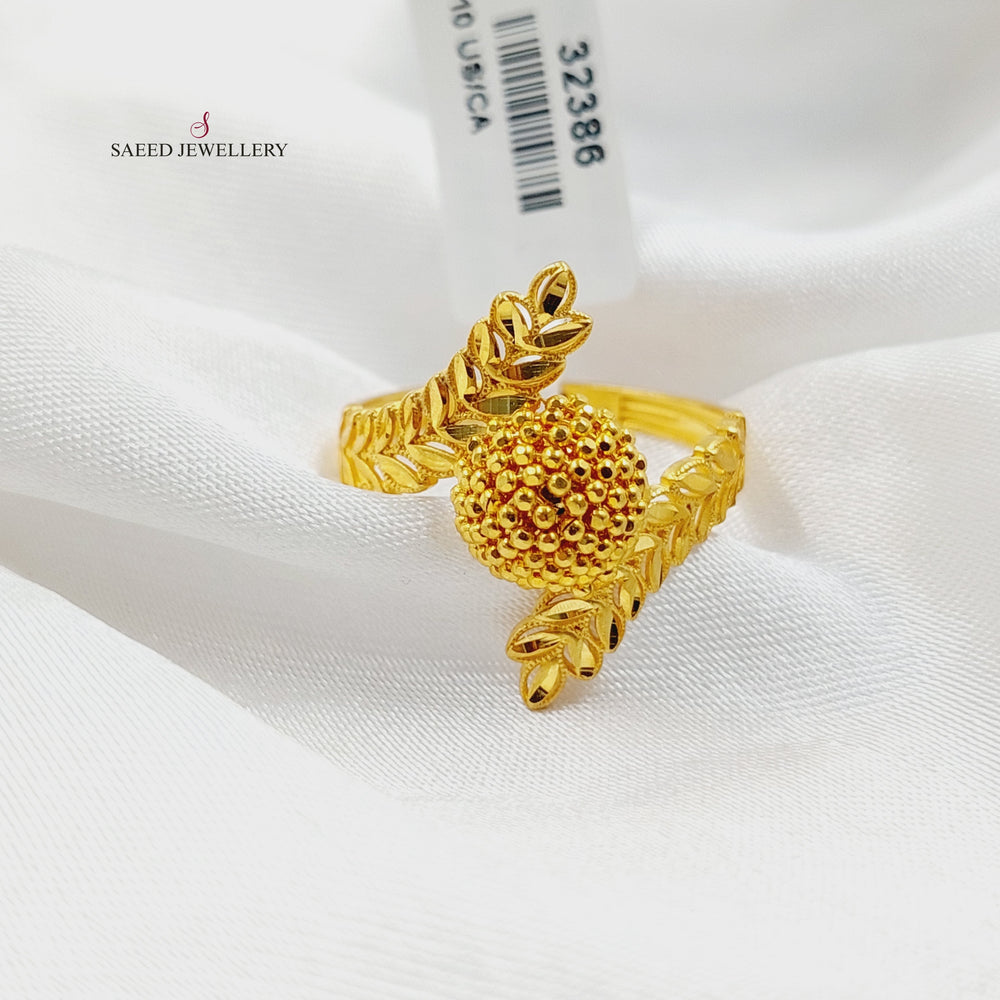 21K Gold Deluxe Leaf Ring by Saeed Jewelry - Image 2