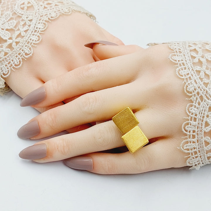 21K Gold Deluxe Pyramid Ring by Saeed Jewelry - Image 5