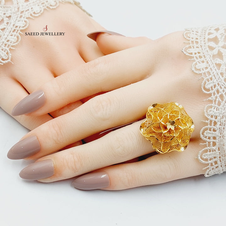 21K Gold Deluxe Rose Ring by Saeed Jewelry - Image 4