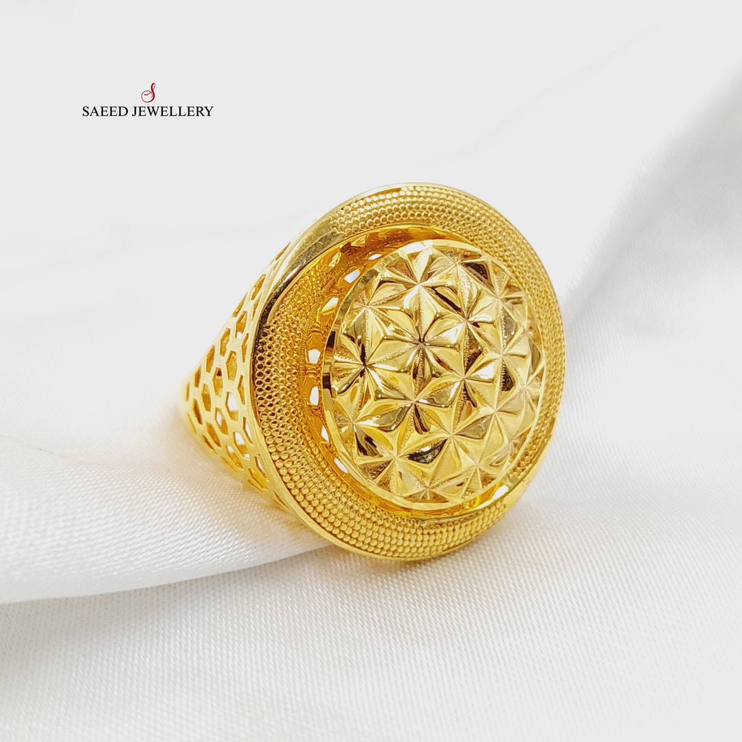 21K Gold Deluxe Rounded Ring by Saeed Jewelry - Image 1