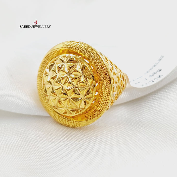 21K Gold Deluxe Rounded Ring by Saeed Jewelry - Image 2