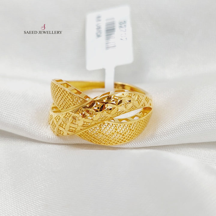 21K Gold Deluxe X Style Ring by Saeed Jewelry - Image 1