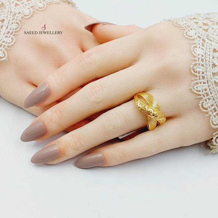 21K Gold Deluxe X Style Ring by Saeed Jewelry - Image 4