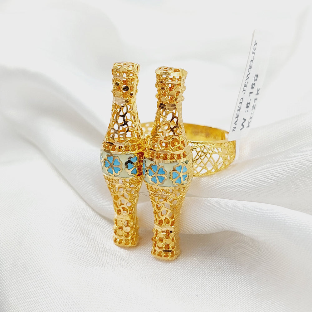 21K Gold Enameled Kuwaiti Ring by Saeed Jewelry - Image 2