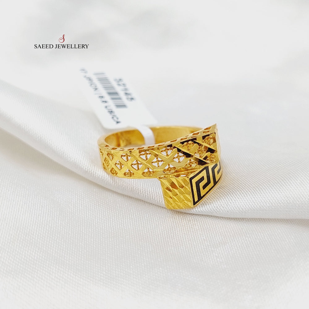 21K Gold Enameled Pyramid Ring by Saeed Jewelry - Image 2