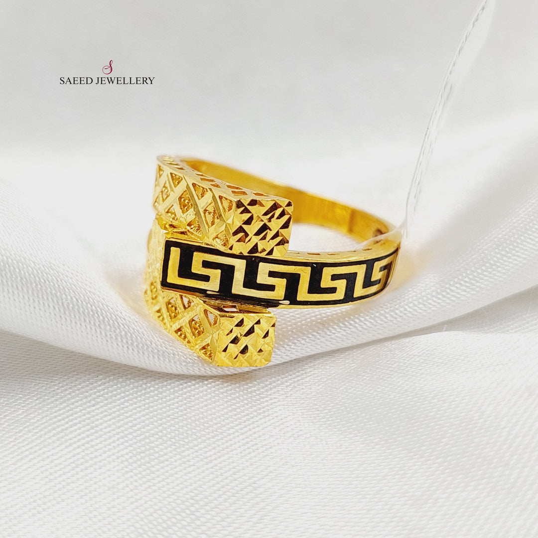 21K Gold Enameled Pyramid Ring by Saeed Jewelry - Image 2