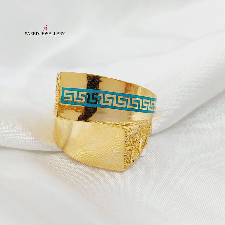 21K Gold Enameled Pyramid Ring by Saeed Jewelry - Image 4