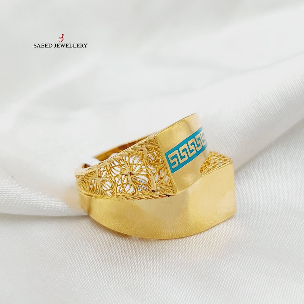 21K Gold Enameled Pyramid Ring by Saeed Jewelry - Image 2