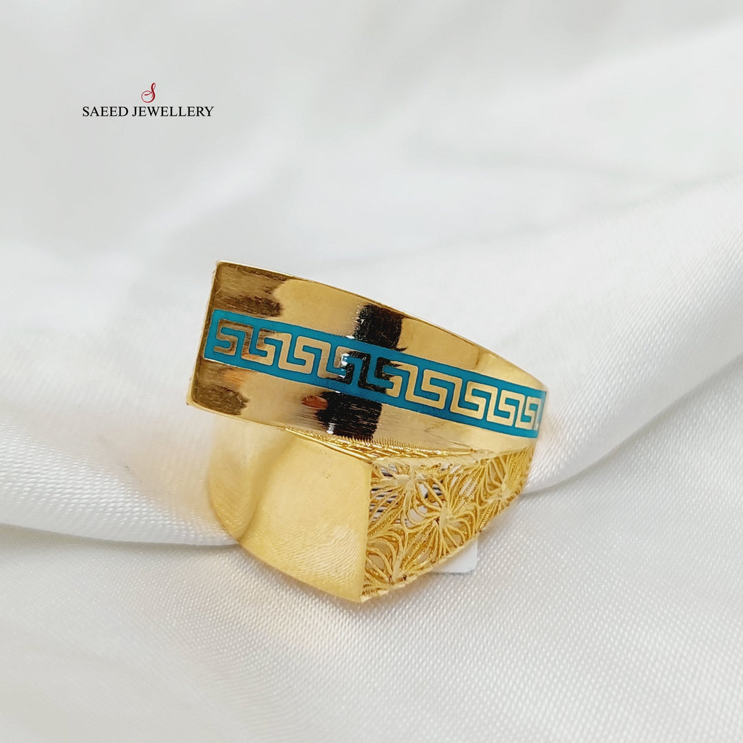 21K Gold Enameled Pyramid Ring by Saeed Jewelry - Image 3