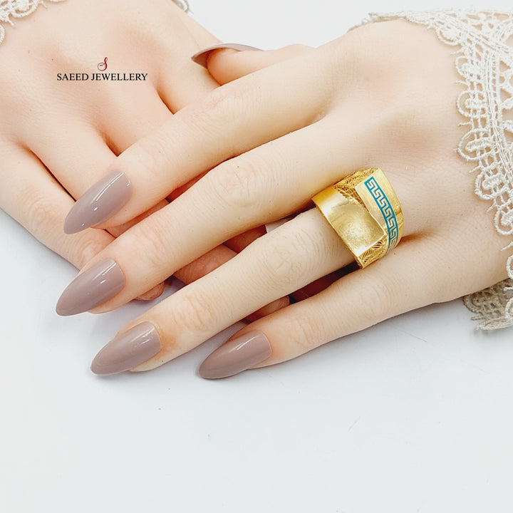 21K Gold Enameled Pyramid Ring by Saeed Jewelry - Image 5