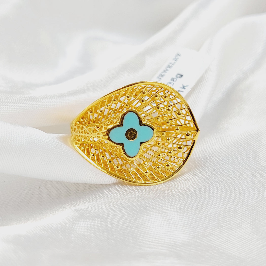 21K Gold Enameled Rose Ring by Saeed Jewelry - Image 3