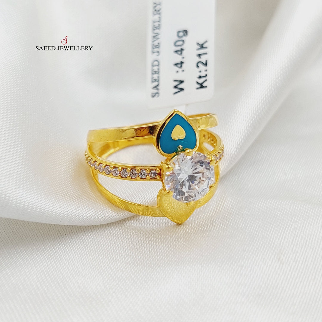 21K Gold Enameled & Zircon Studded Turkish Ring by Saeed Jewelry - Image 2