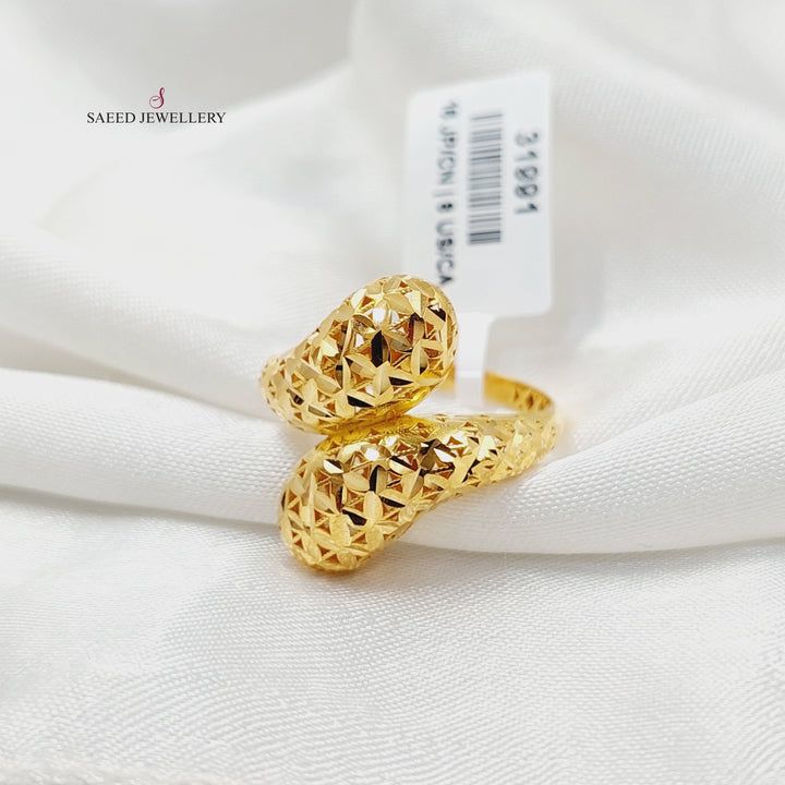 21K Gold Engraved Belt Ring by Saeed Jewelry - Image 2