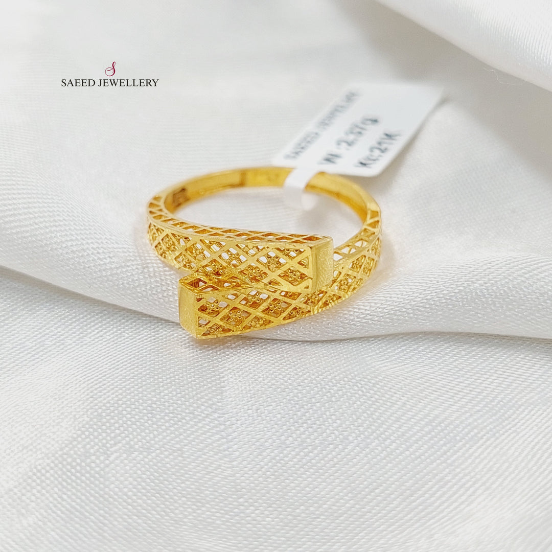 21K Gold Engraved Belt Ring by Saeed Jewelry - Image 1