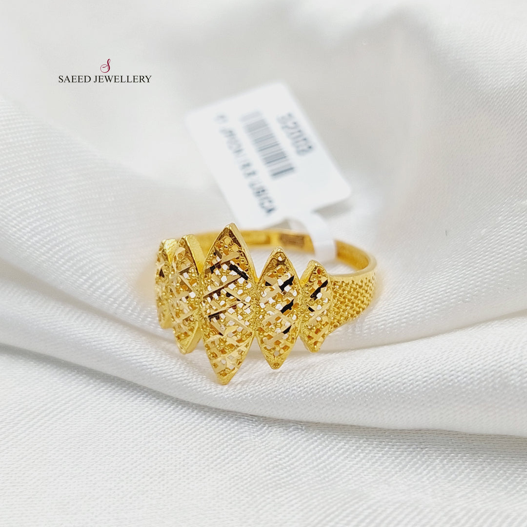 21K Gold Engraved Rhombus Ring by Saeed Jewelry - Image 2