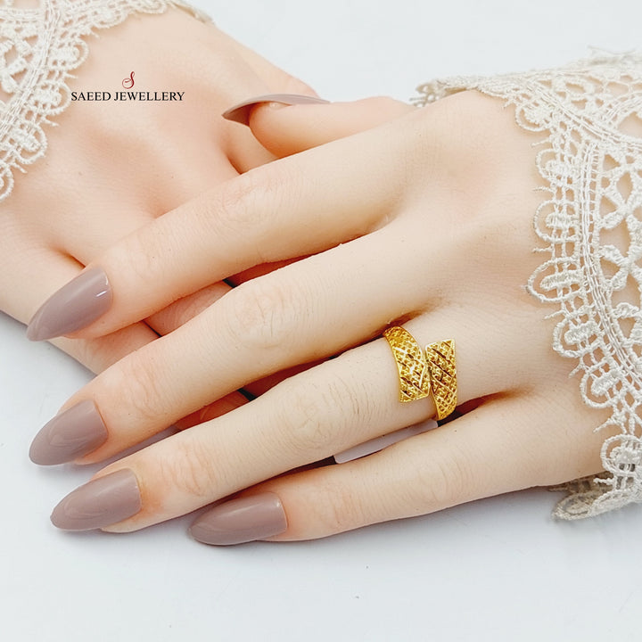 21K Gold Engraved Ring by Saeed Jewelry - Image 4