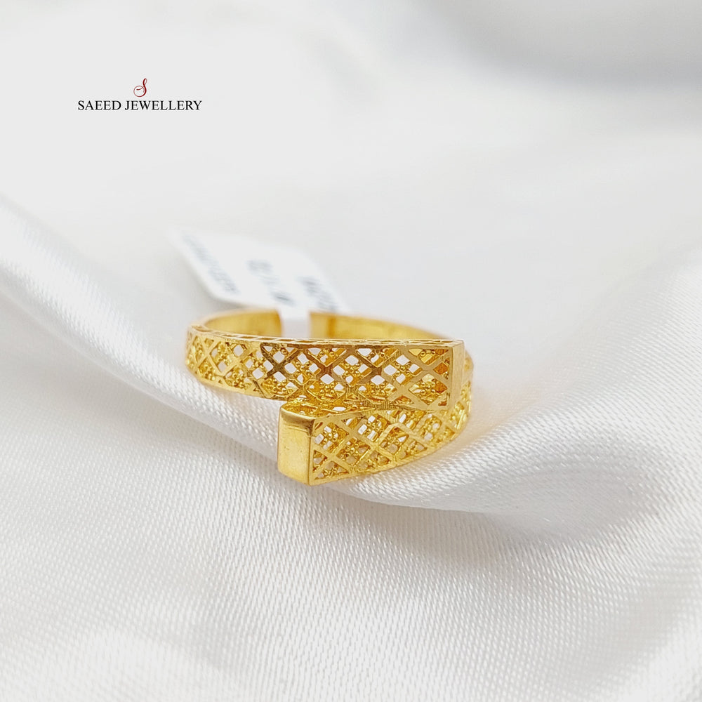 21K Gold Engraved Ring by Saeed Jewelry - Image 2