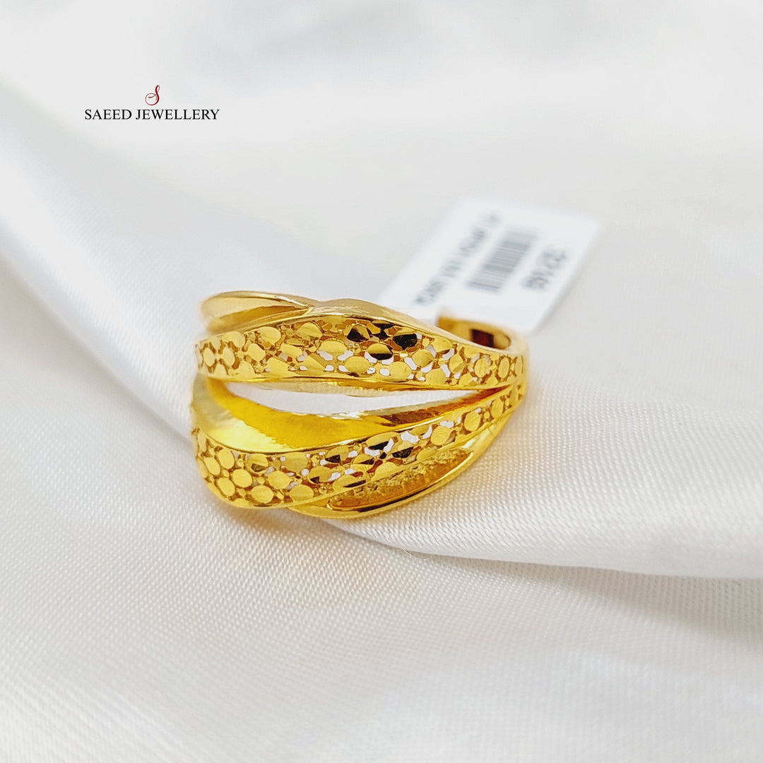 21K Gold Engraved Ring by Saeed Jewelry - Image 3