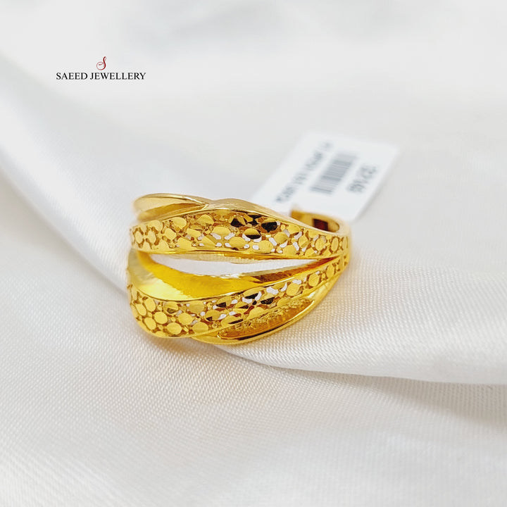 21K Gold Engraved Ring by Saeed Jewelry - Image 3