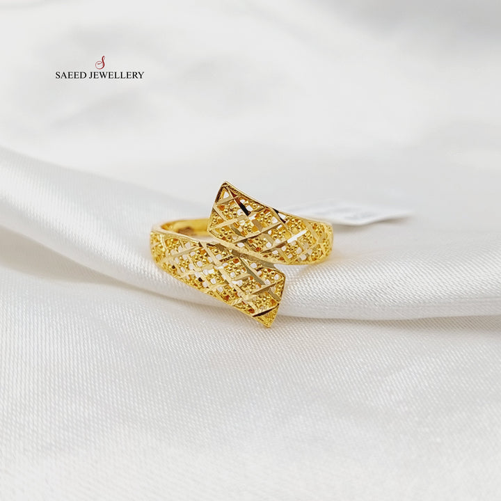 21K Gold Engraved Ring by Saeed Jewelry - Image 1