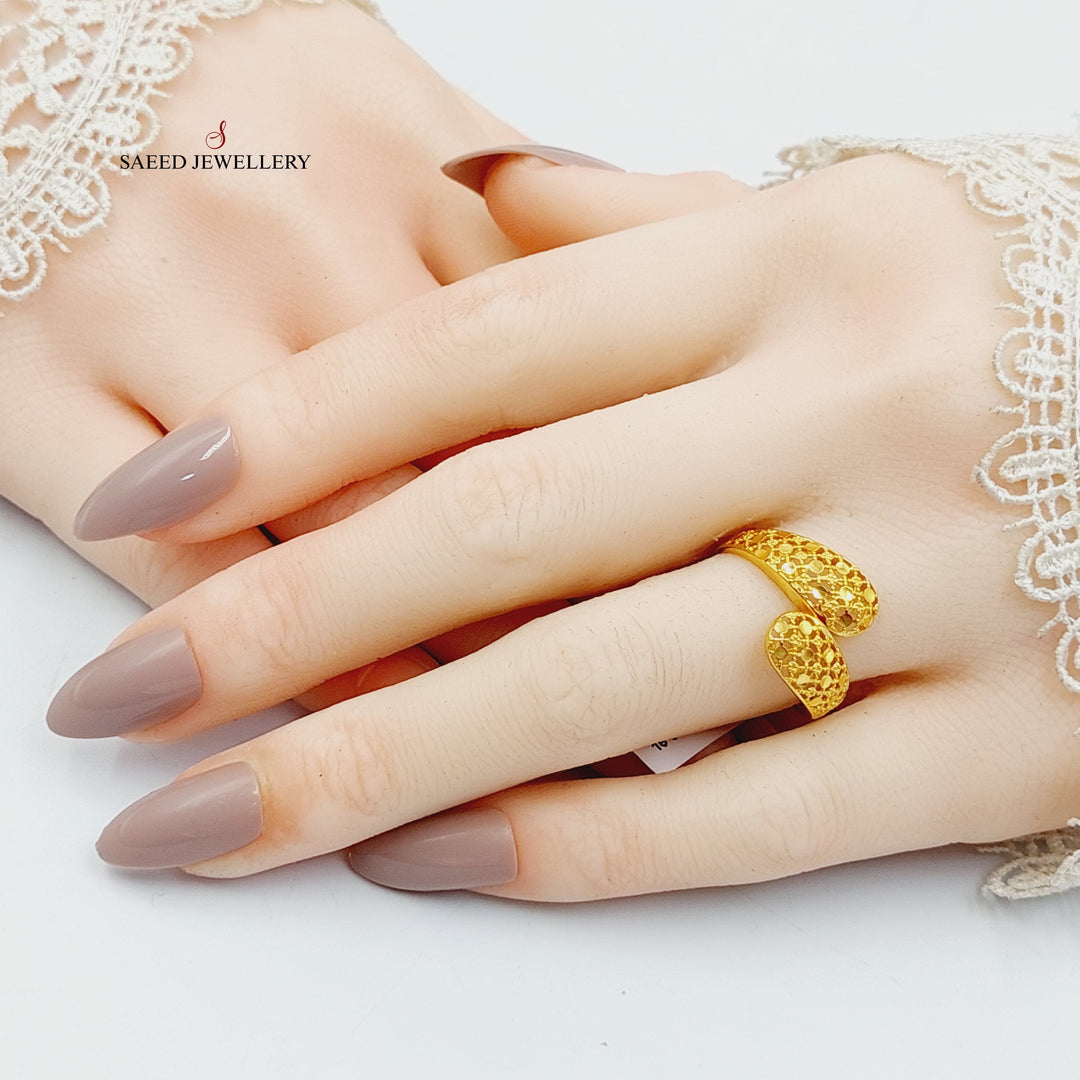 21K Gold Engraved Ring by Saeed Jewelry - Image 4