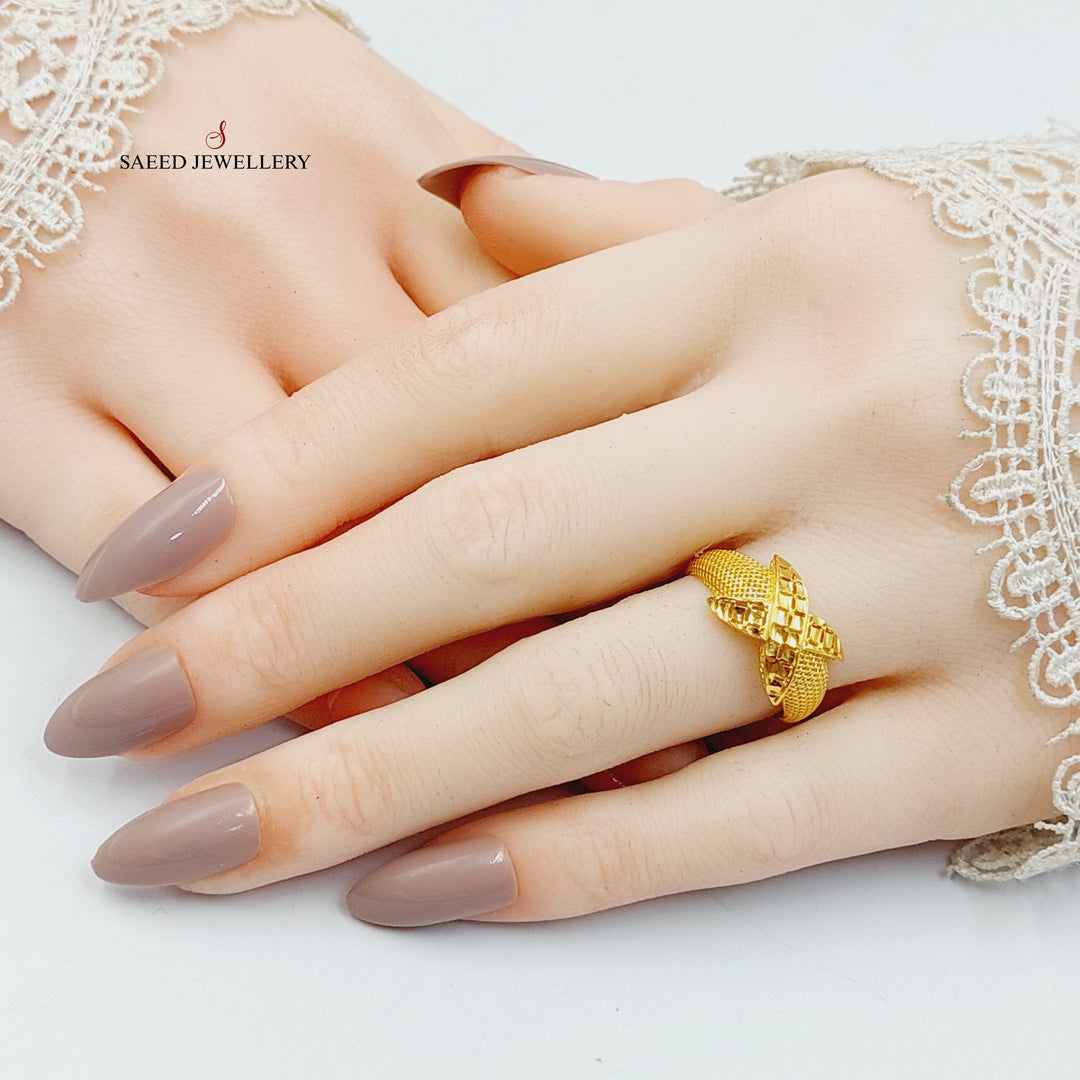 21K Gold Engraved Ring by Saeed Jewelry - Image 4