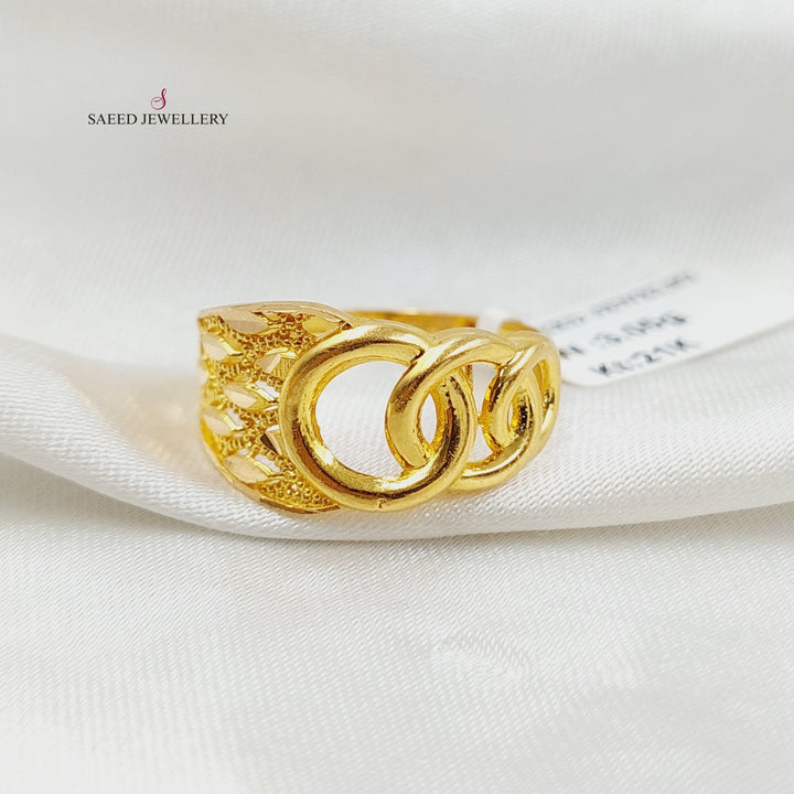 21K Gold Leaf Cuban Links Ring by Saeed Jewelry - Image 1