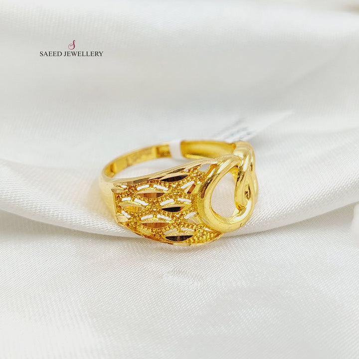 21K Gold Leaf Cuban Links Ring by Saeed Jewelry - Image 2