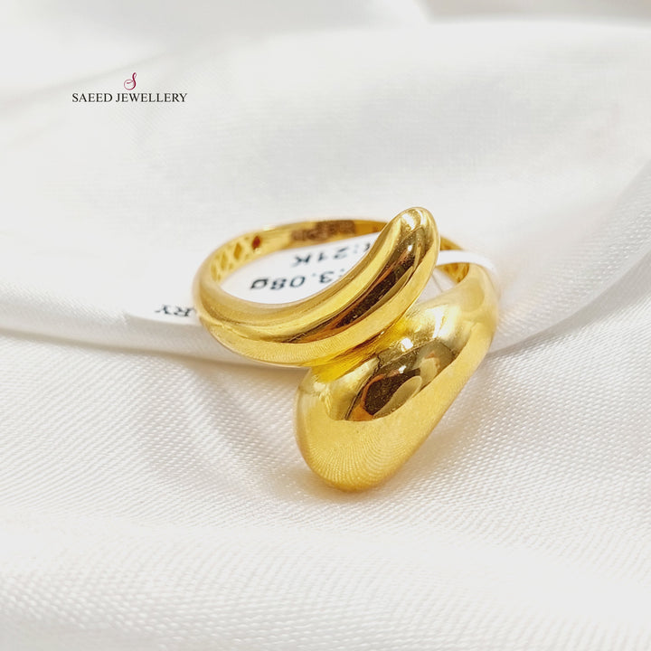 21K Gold Plain Almond Ring by Saeed Jewelry - Image 1