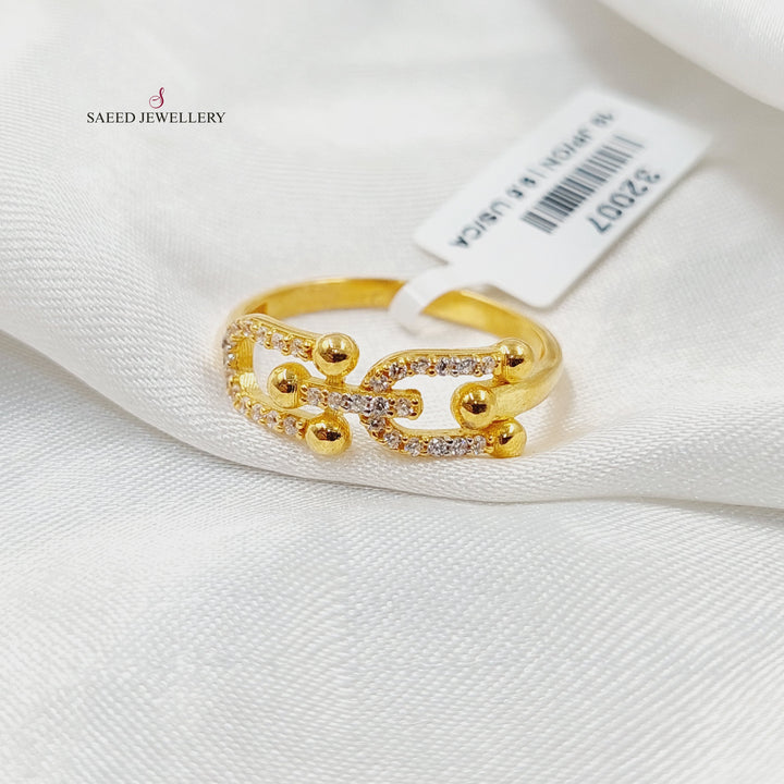 21K Gold Zircon Studded Paperclip Ring by Saeed Jewelry - Image 3