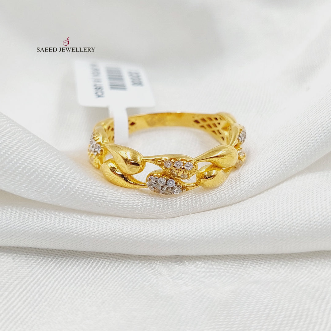 21K Gold Zircon Studded Tears Ring by Saeed Jewelry - Image 1