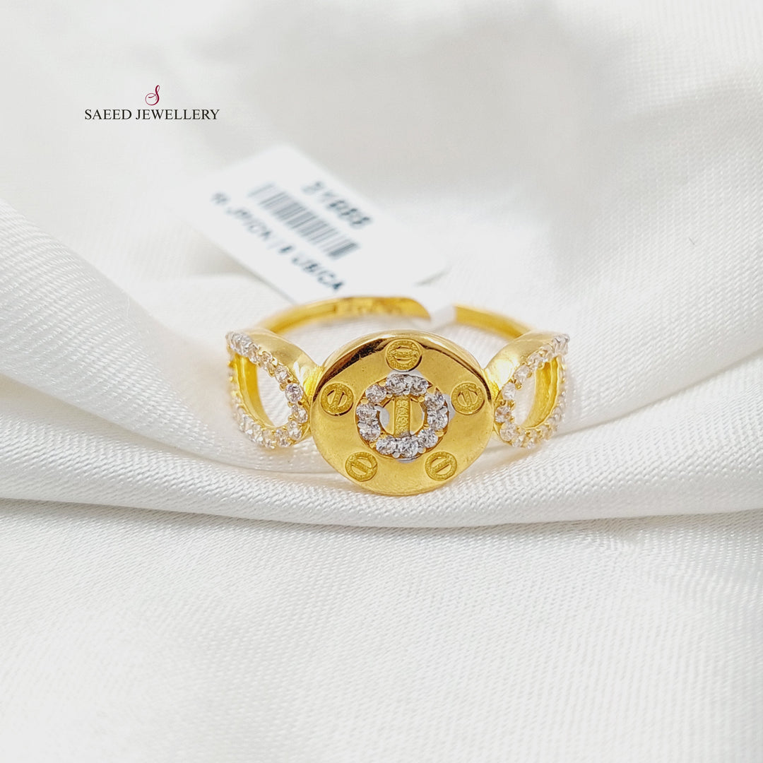 21K Gold Zircon Studded Figaro Ring by Saeed Jewelry - Image 1