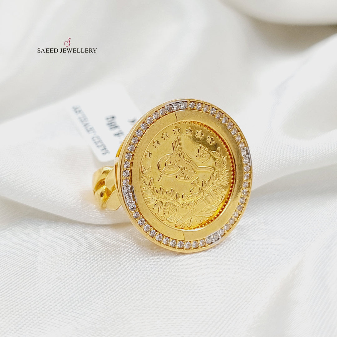 21K Gold Zircon Studded Rashadi Ring by Saeed Jewelry - Image 4