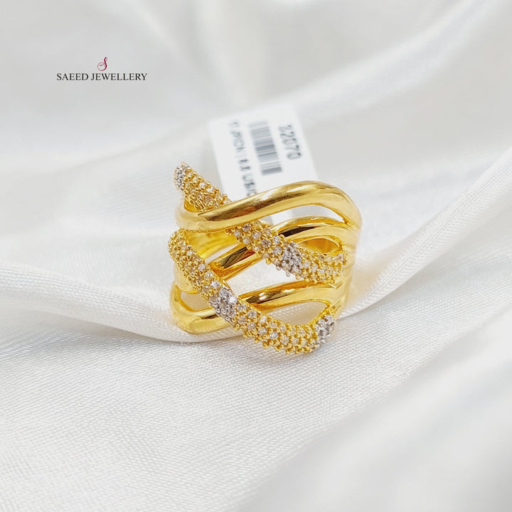 21K Gold Zircon Studded Deluxe Ring by Saeed Jewelry - Image 2